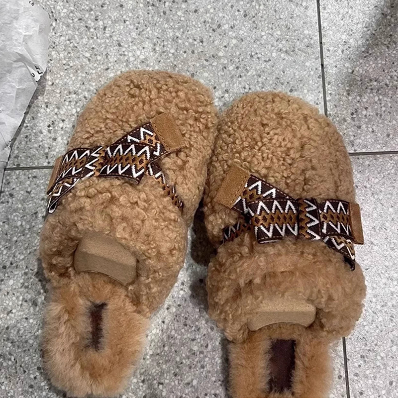 Women's Butterfly Knot Lamb Wool Slippers - Fashionable Slip-On Mules for Outdoor Wear, Cozy Closed Toe Flat Bottom for Autumn & Winter Women's Butterfly Knot Lamb Wool Slippers - Fashionable Slip-On Mules for Outdoor Wear, Cozy Closed Toe Flat Bottom for Autumn & Winter