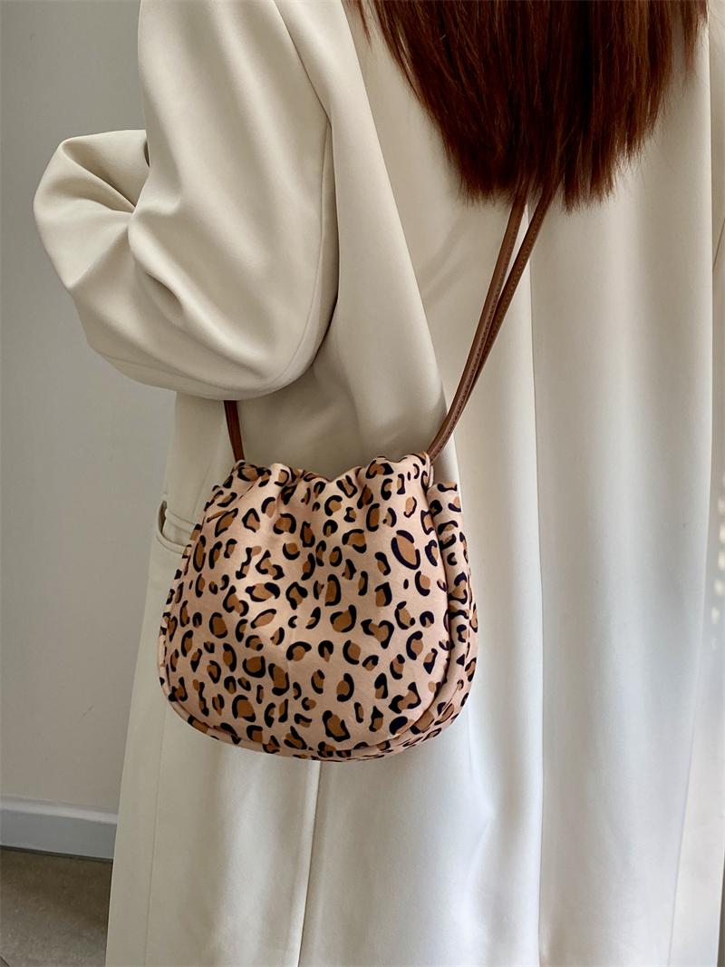 Women's Casual Minimalist Leopard Print Canvas Crossbody Bag - Versatile Small Bag for Spring and Summer 2025