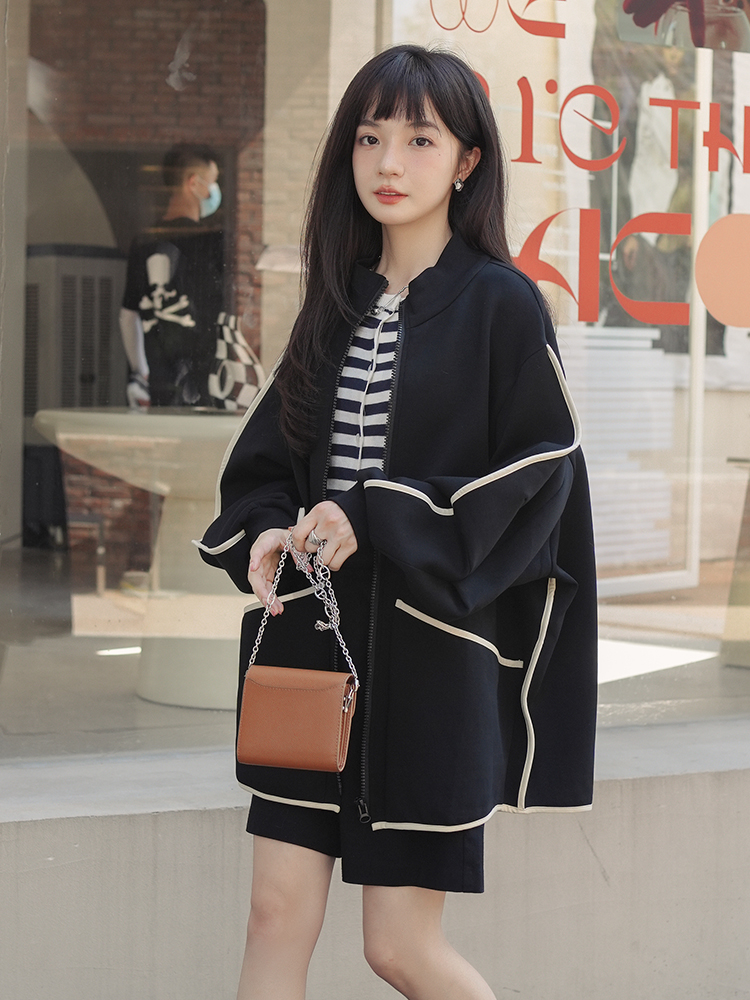 Women's Casual Zip-Up Baseball Jacket - Unique American Lazy Chic Style for Spring & Autumn 2025