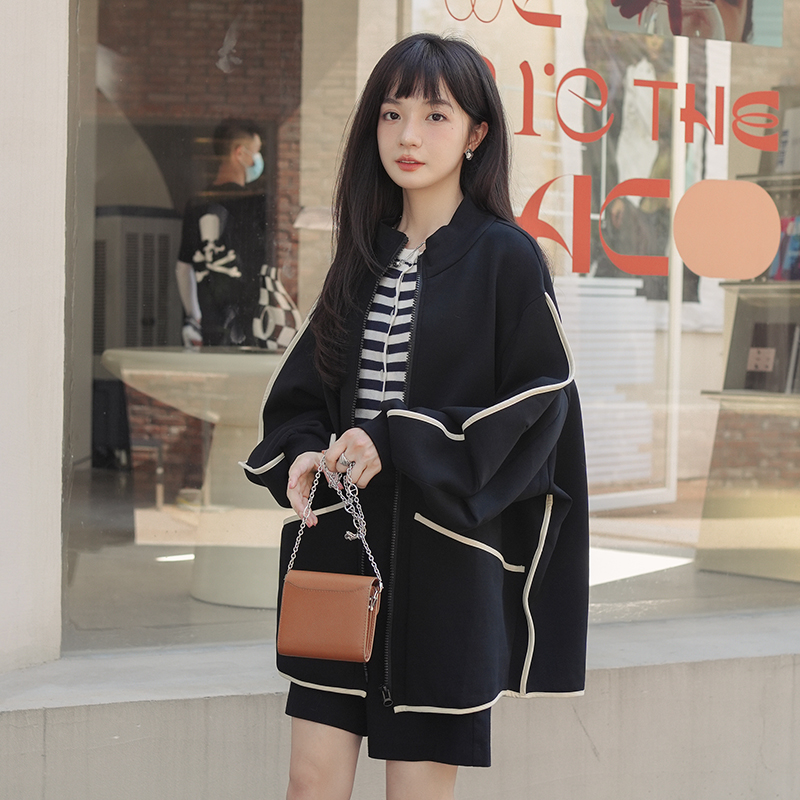 Women's Casual Zip-Up Baseball Jacket - Unique American Lazy Chic Style for Spring & Autumn 2025