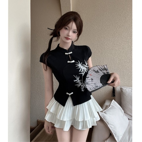 Women's Chinese Style Qipao Top and Half Skirt Uniform for Foot Massage Technicians - National Wind Design Women's Chinese Style Qipao Top and Half Skirt Uniform for Foot Massage Technicians - National Wind Design