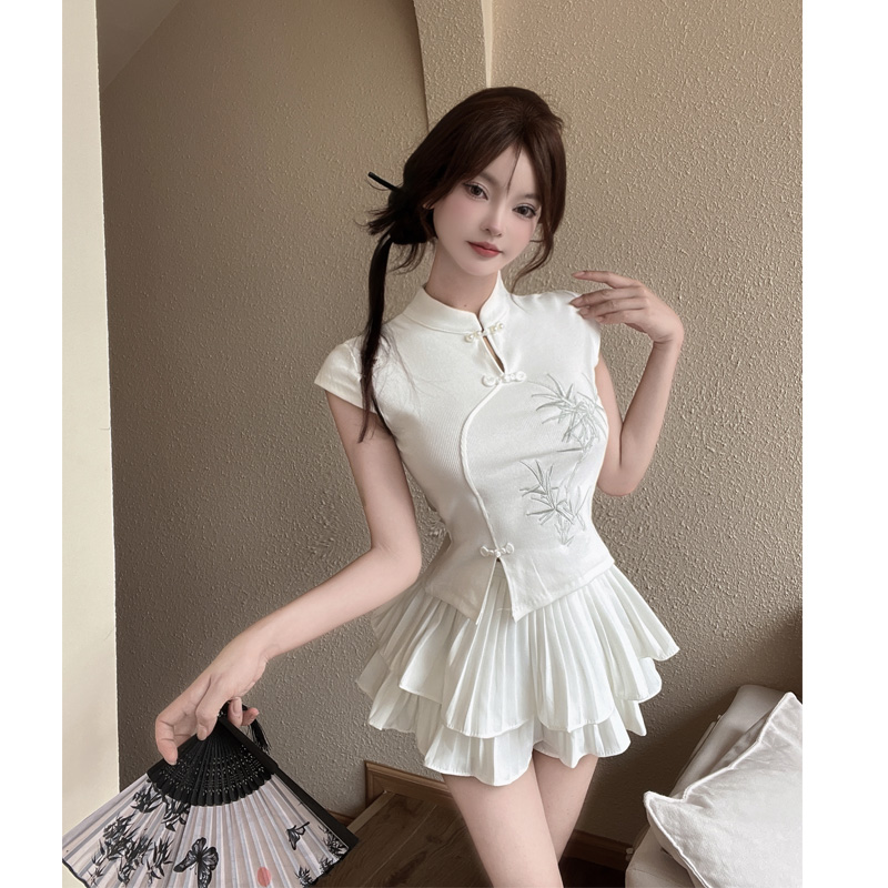 Women's Chinese Style Qipao Top and Half Skirt Uniform for Foot Massage Technicians - National Wind Design Women's Chinese Style Qipao Top and Half Skirt Uniform for Foot Massage Technicians - National Wind Design