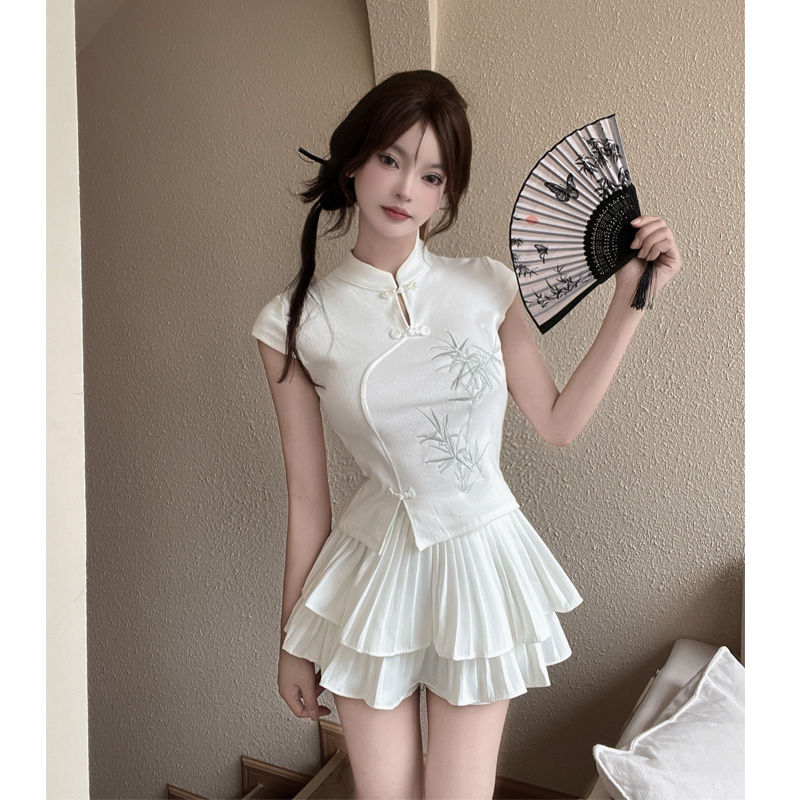 Women's Chinese Style Qipao Top and Half Skirt Uniform for Foot Massage Technicians - National Wind Design Women's Chinese Style Qipao Top and Half Skirt Uniform for Foot Massage Technicians - National Wind Design