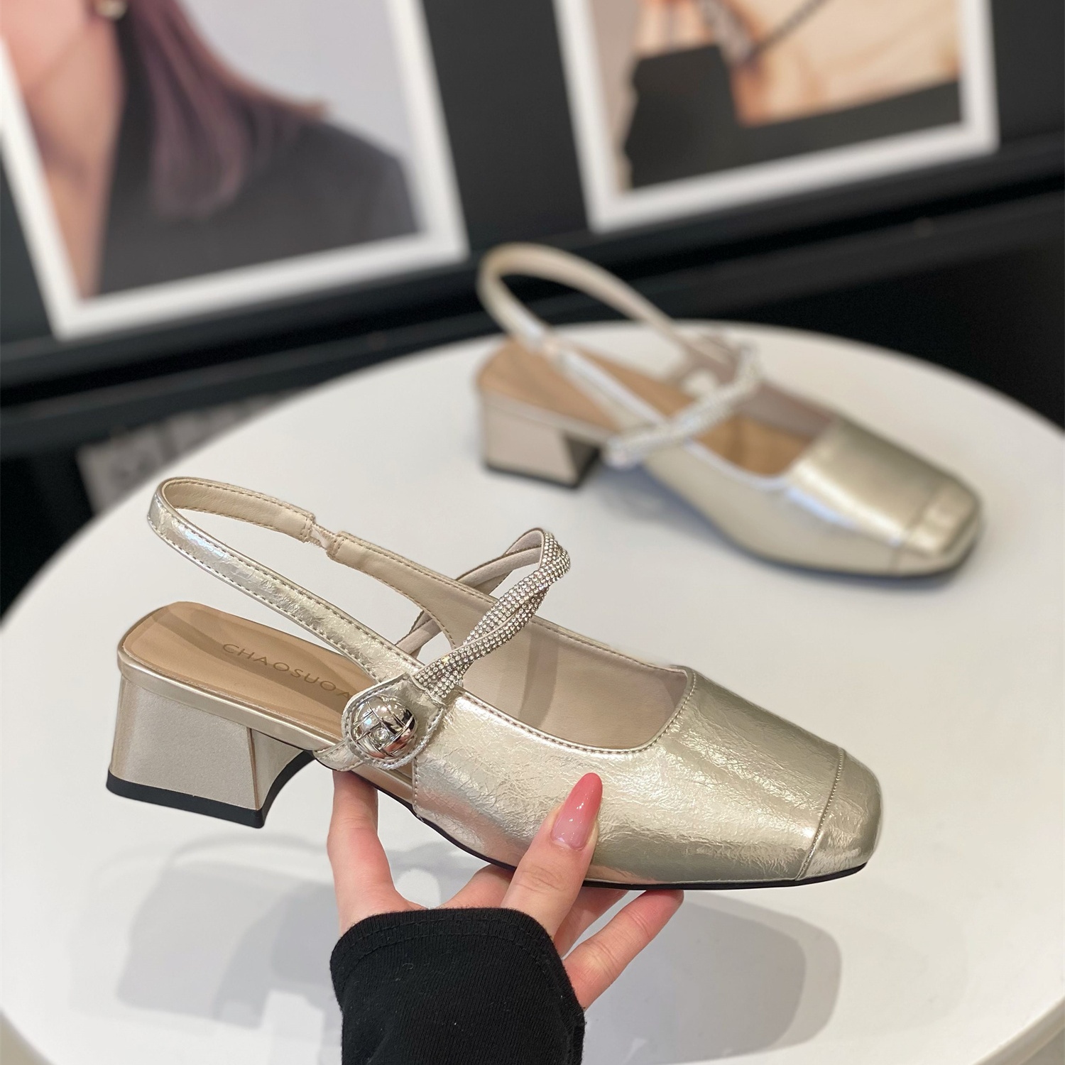 Women's Chunky Heel Mary Jane Sandals - 2025 Summer Fashion, Thick Sole, Elegant Back Strap, Versatile Commuting Footwear Women's Chunky Heel Mary Jane Sandals - 2025 Summer Fashion, Thick Sole, Elegant Back Strap, Versatile Commuting Footwear