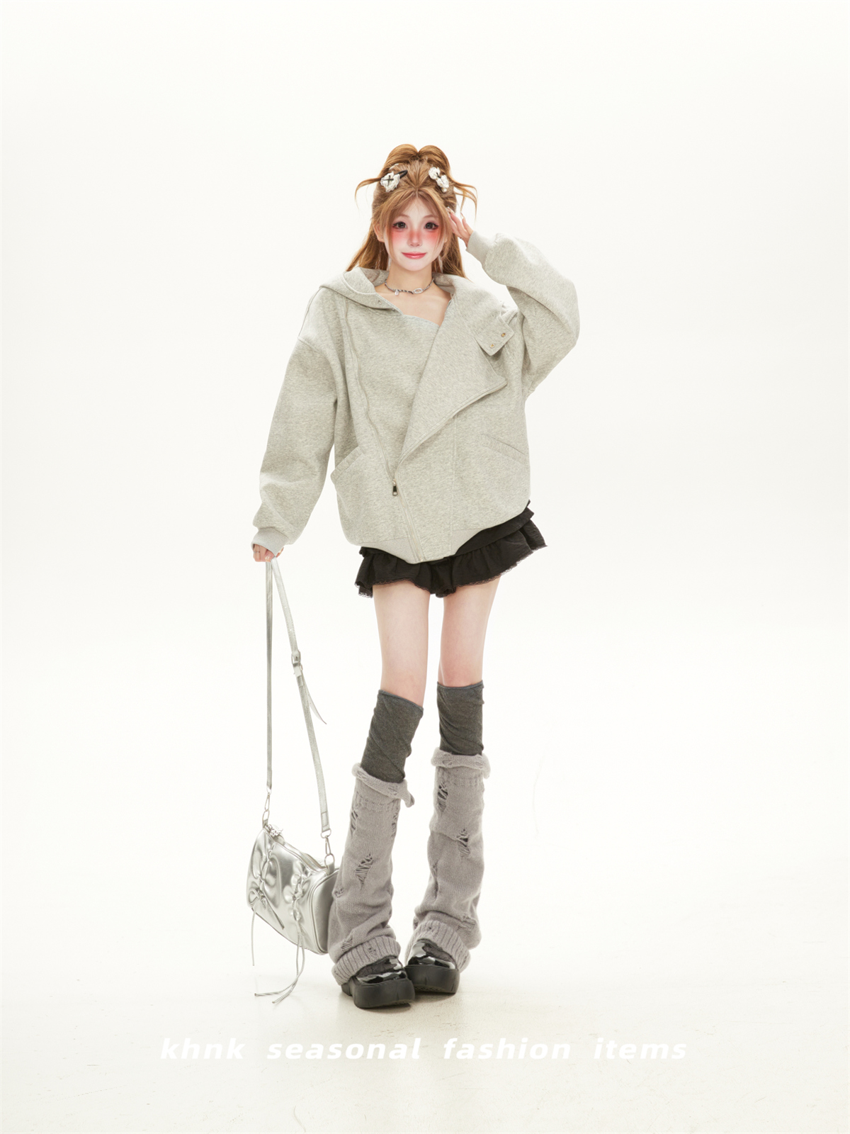 Women's College Style Double Zipper Sweatshirt Cardigan - Trendy Loose BF Hooded Jacket for Spring and Autumn 2025 Women's College Style Double Zipper Sweatshirt Cardigan - Trendy Loose BF Hooded Jacket for Spring and Autumn 2025