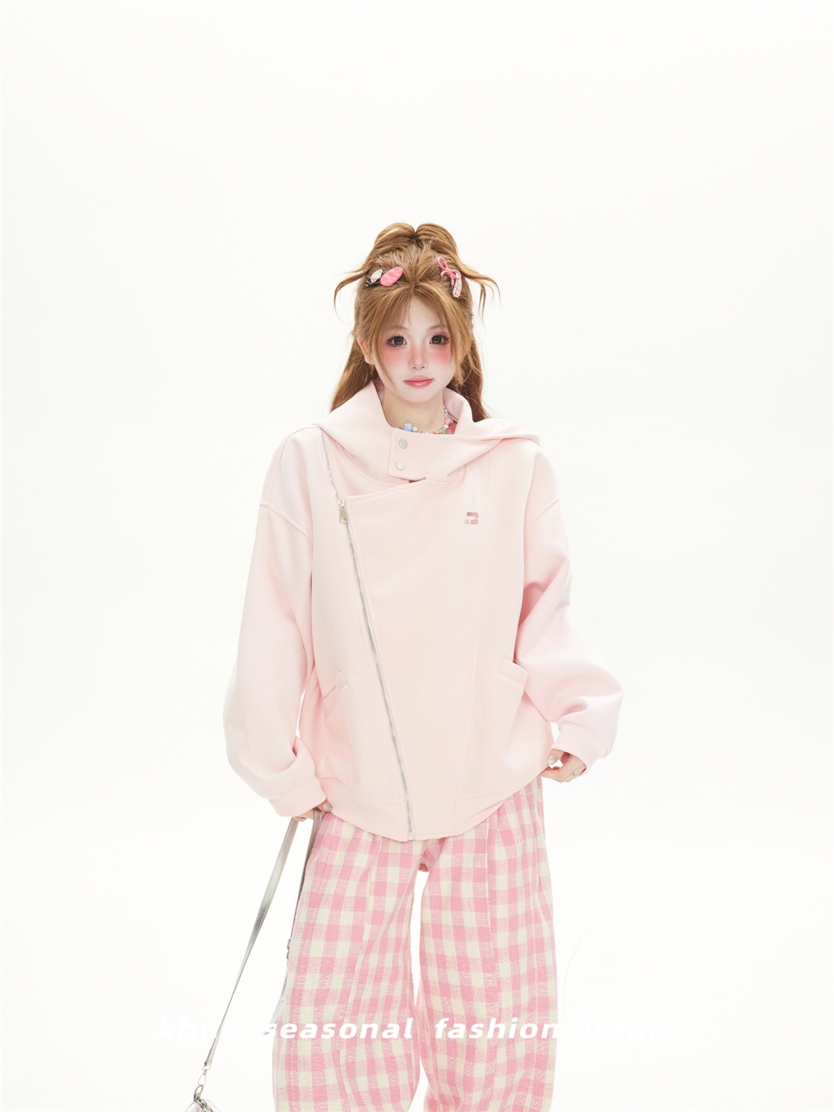 Women's College Style Double Zipper Sweatshirt Cardigan - Trendy Loose BF Hooded Jacket for Spring and Autumn 2025 Women's College Style Double Zipper Sweatshirt Cardigan - Trendy Loose BF Hooded Jacket for Spring and Autumn 2025