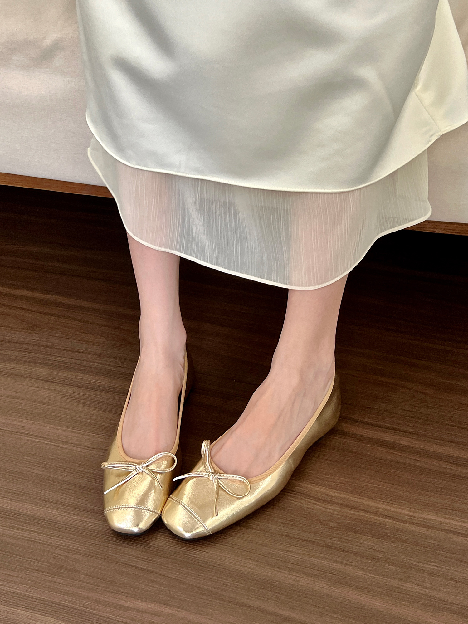 Women's Comfortable Silver Round Toe Shallow Mouth Flats - Versatile Summer 2025 Footwear for Everyday Style