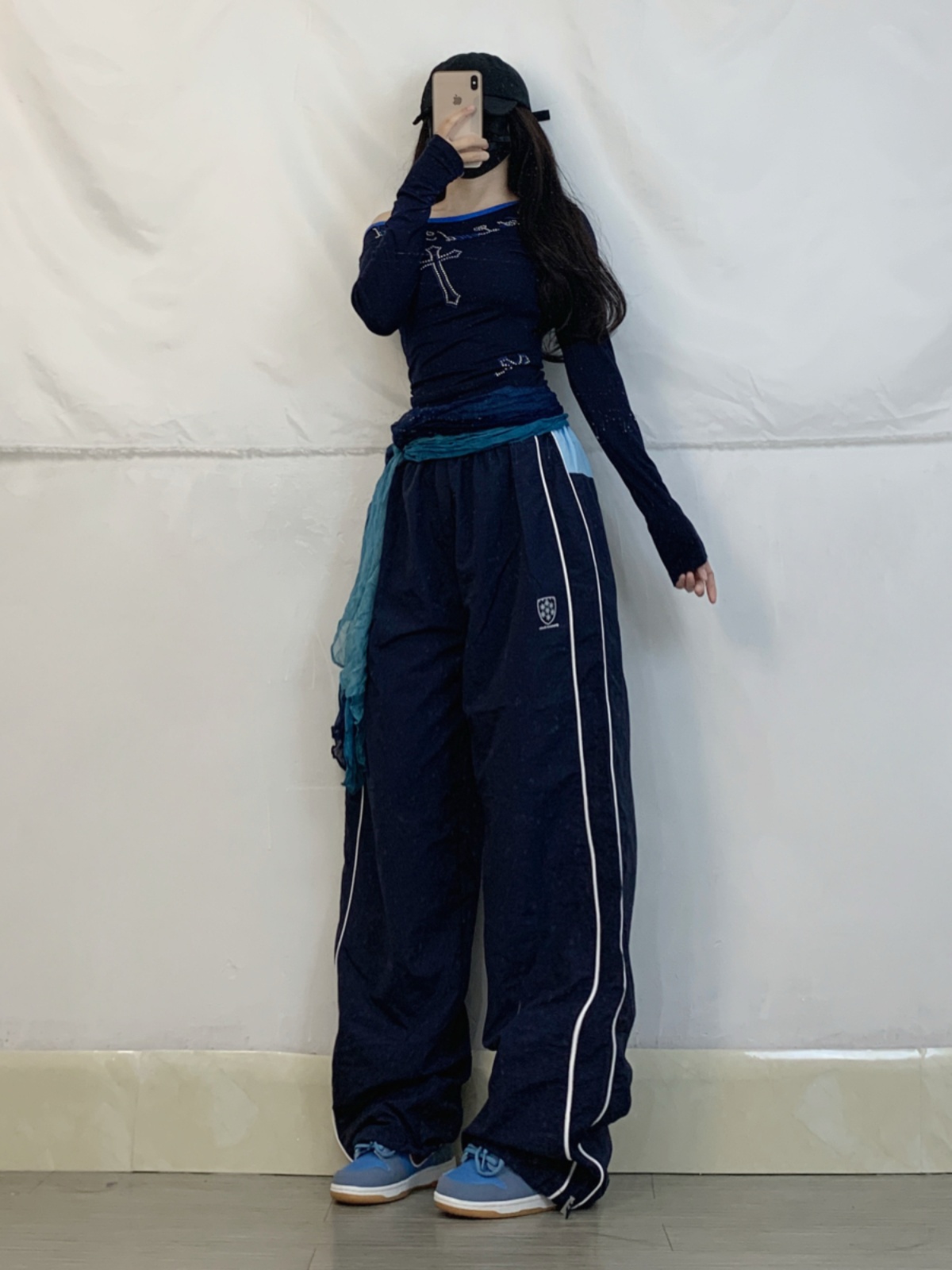 Women’s Dark Blue Color Block Jazz Dance Long Pants - Loose Wide-Leg Hip Hop Quick-Dry Style Women’s Dark Blue Color Block Jazz Dance Long Pants - Loose Wide-Leg Hip Hop Quick-Dry Style