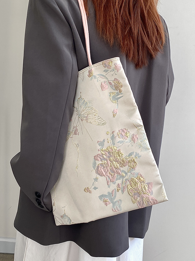 Women's Embroidered Canvas Tote Bag â€“ Chinese Style National Wind Design, Shoulder Handbag for 2025 Fashion