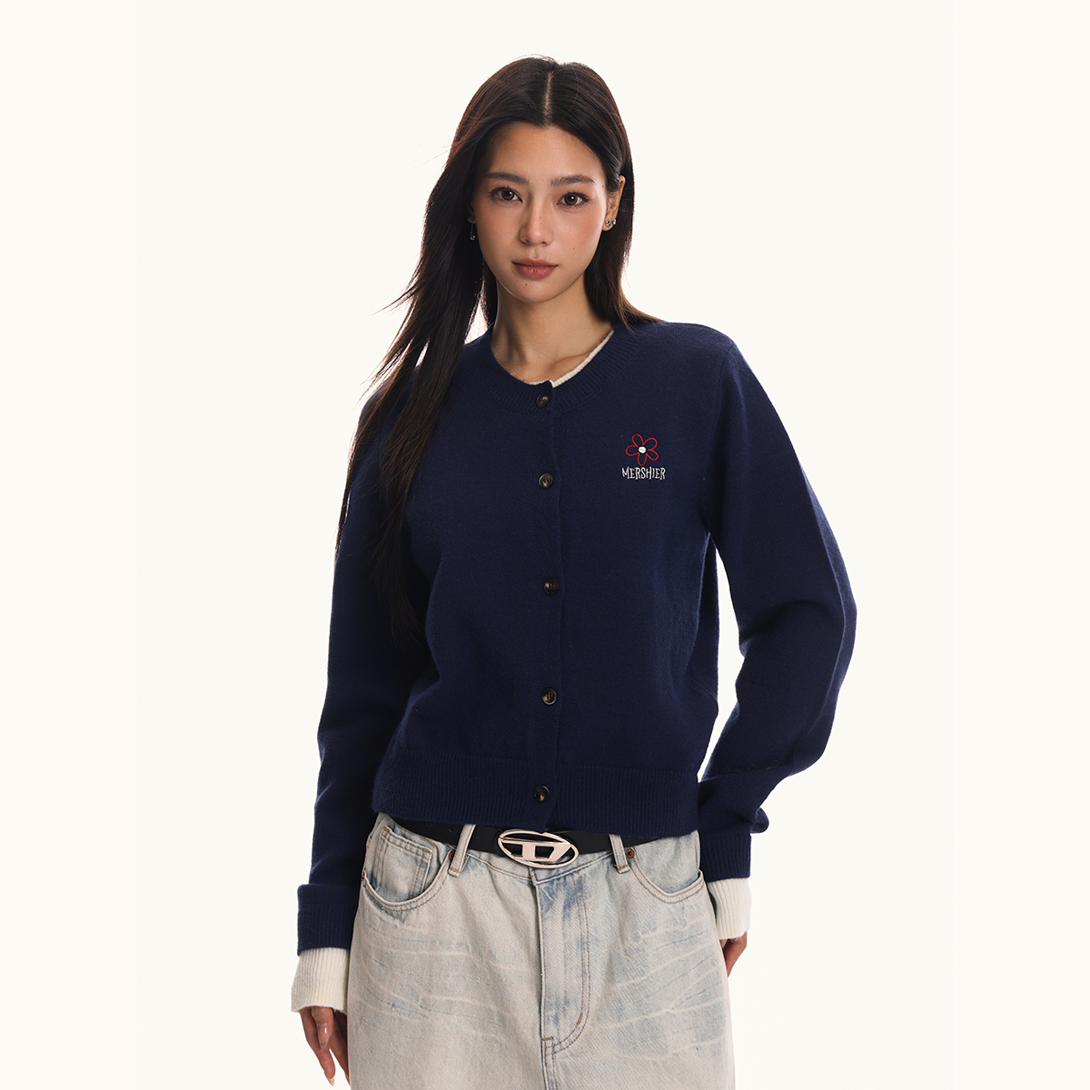 Women's Fake Two-Piece Spliced Sweater Cardigan - Knitted Slim Fit Outerwear in American Vintage Style Women's Fake Two-Piece Spliced Sweater Cardigan - Knitted Slim Fit Outerwear in American Vintage Style