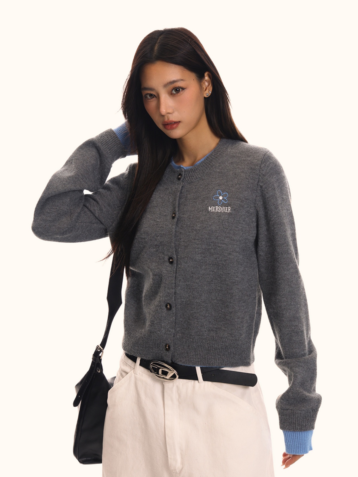 Women's Fake Two-Piece Spliced Sweater Cardigan - Knitted Slim Fit Outerwear in American Vintage Style Women's Fake Two-Piece Spliced Sweater Cardigan - Knitted Slim Fit Outerwear in American Vintage Style