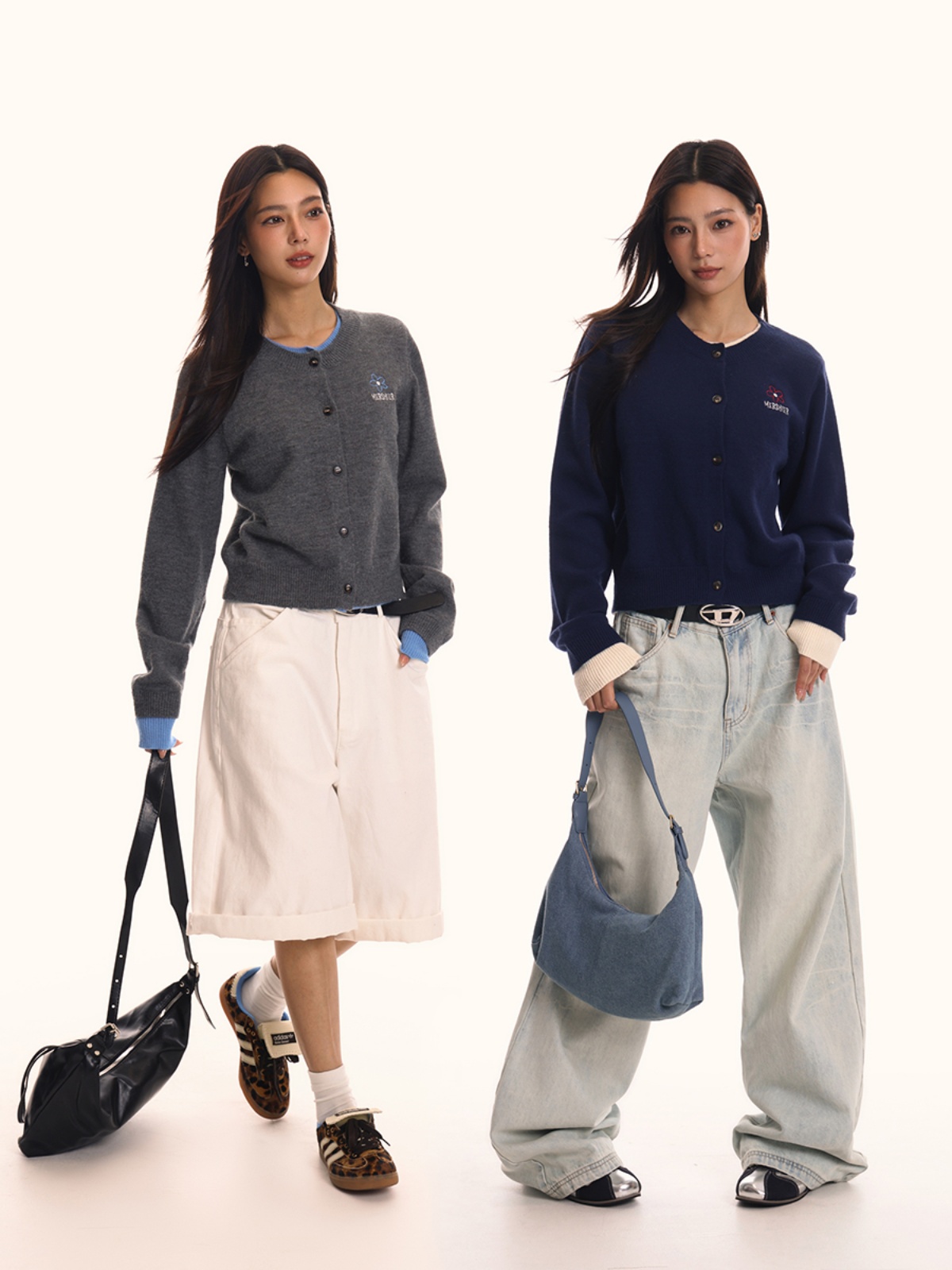 Women's Fake Two-Piece Spliced Sweater Cardigan - Knitted Slim Fit Outerwear in American Vintage Style Women's Fake Two-Piece Spliced Sweater Cardigan - Knitted Slim Fit Outerwear in American Vintage Style