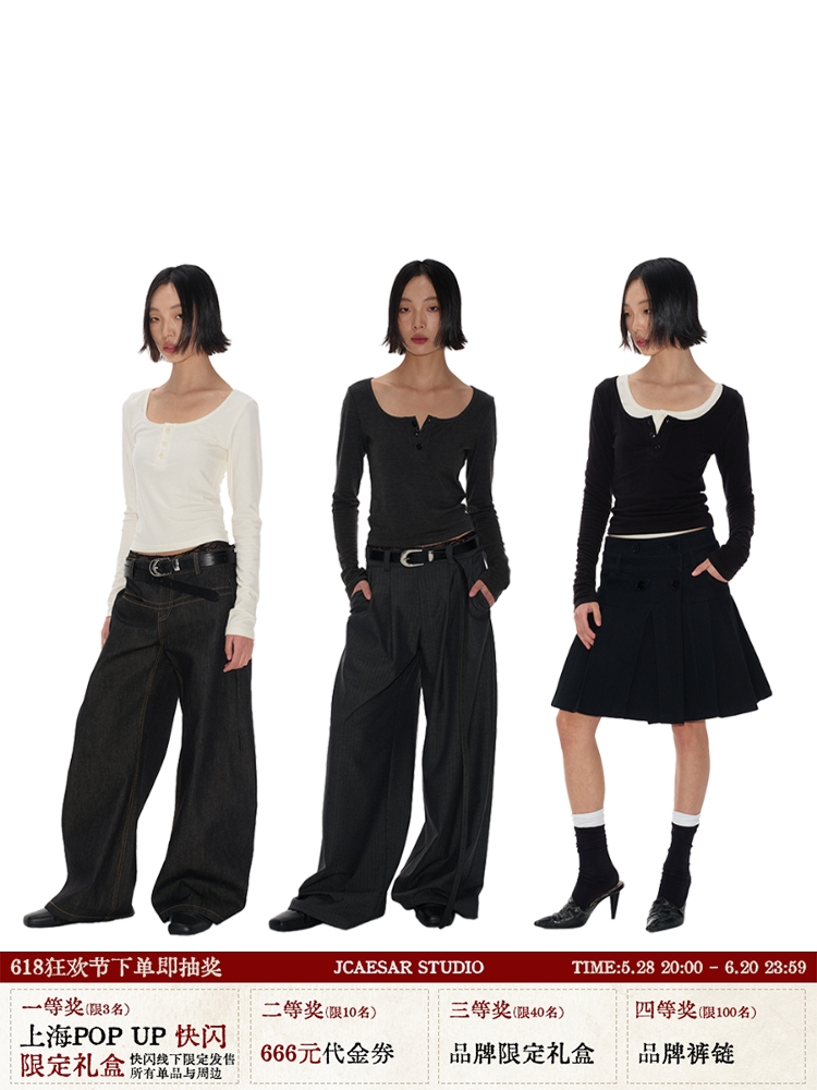 Women's Fitted Long Sleeve Top with Half-Round Henry Collar â€“ Skin-Friendly Design for Casual Chic Style