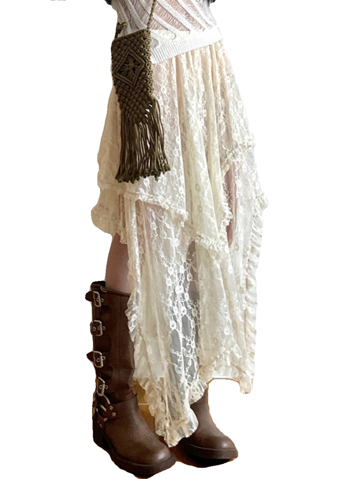 Women's French Vacation Style Lace Crochet Hollow Half Skirt - Versatile Irregular Flowing Mid-Length Skirt for Casual Wear Women's French Vacation Style Lace Crochet Hollow Half Skirt - Versatile Irregular Flowing Mid-Length Skirt for Casual Wear