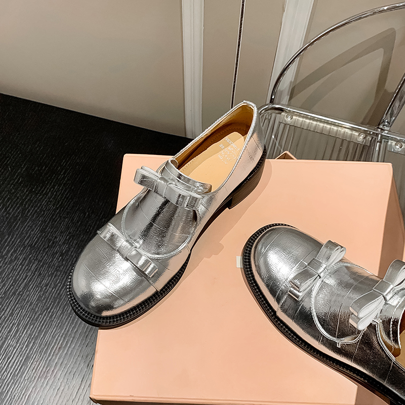 Women's Genuine Leather French Hepburn Bowknot Chunky Heel Loafers - British Style Black Shoes for Skirt Outfits Women's Genuine Leather French Hepburn Bowknot Chunky Heel Loafers - British Style Black Shoes for Skirt Outfits