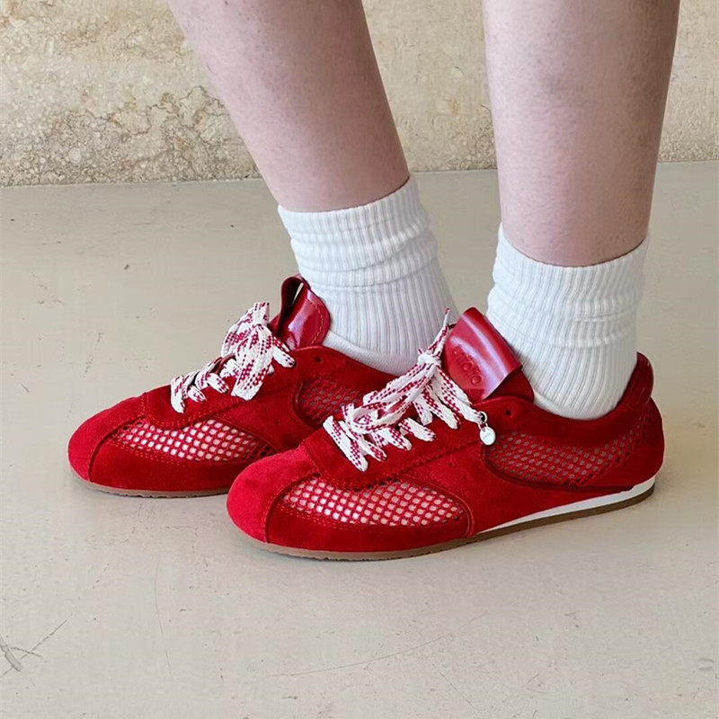 Women's Genuine Leather Hollow Mesh Breathable Casual Sports Sneakers - Flat Canvas Training Shoes for Travel Women's Genuine Leather Hollow Mesh Breathable Casual Sports Sneakers - Flat Canvas Training Shoes for Travel