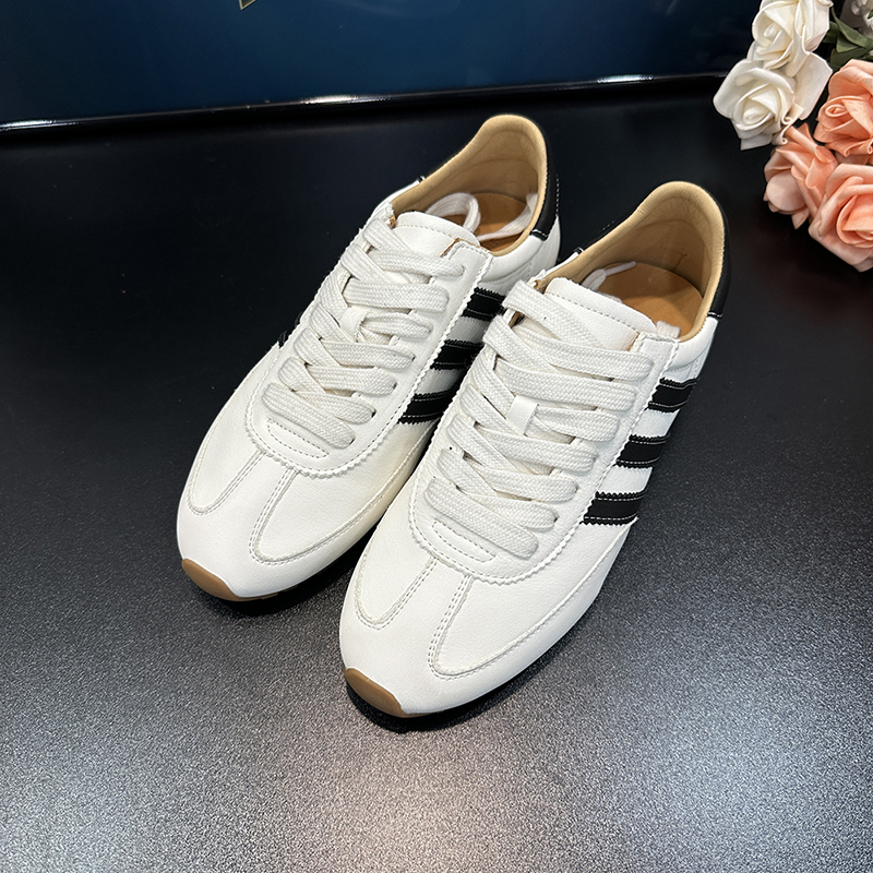 Women's Genuine Leather Low-Top Training Shoes, 2025 Spring Style, Non-Slip Rubber Sole, Fashionable Casual Sports Sneakers