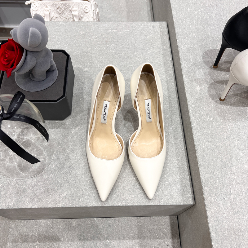 Women's Genuine Leather Pointed Toe Side Cutout High Heel Stiletto Shoes - 2025 Spring Autumn Fashion Women's Genuine Leather Pointed Toe Side Cutout High Heel Stiletto Shoes - 2025 Spring Autumn Fashion