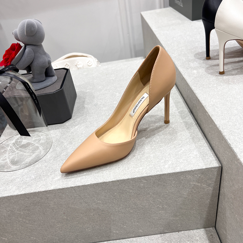 Women's Genuine Leather Pointed Toe Side Cutout High Heel Stiletto Shoes - 2025 Spring Autumn Fashion Women's Genuine Leather Pointed Toe Side Cutout High Heel Stiletto Shoes - 2025 Spring Autumn Fashion