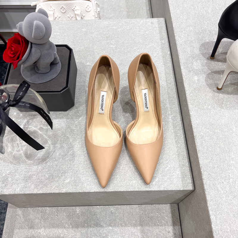 Women's Genuine Leather Pointed Toe Side Cutout High Heel Stiletto Shoes - 2025 Spring Autumn Fashion Women's Genuine Leather Pointed Toe Side Cutout High Heel Stiletto Shoes - 2025 Spring Autumn Fashion