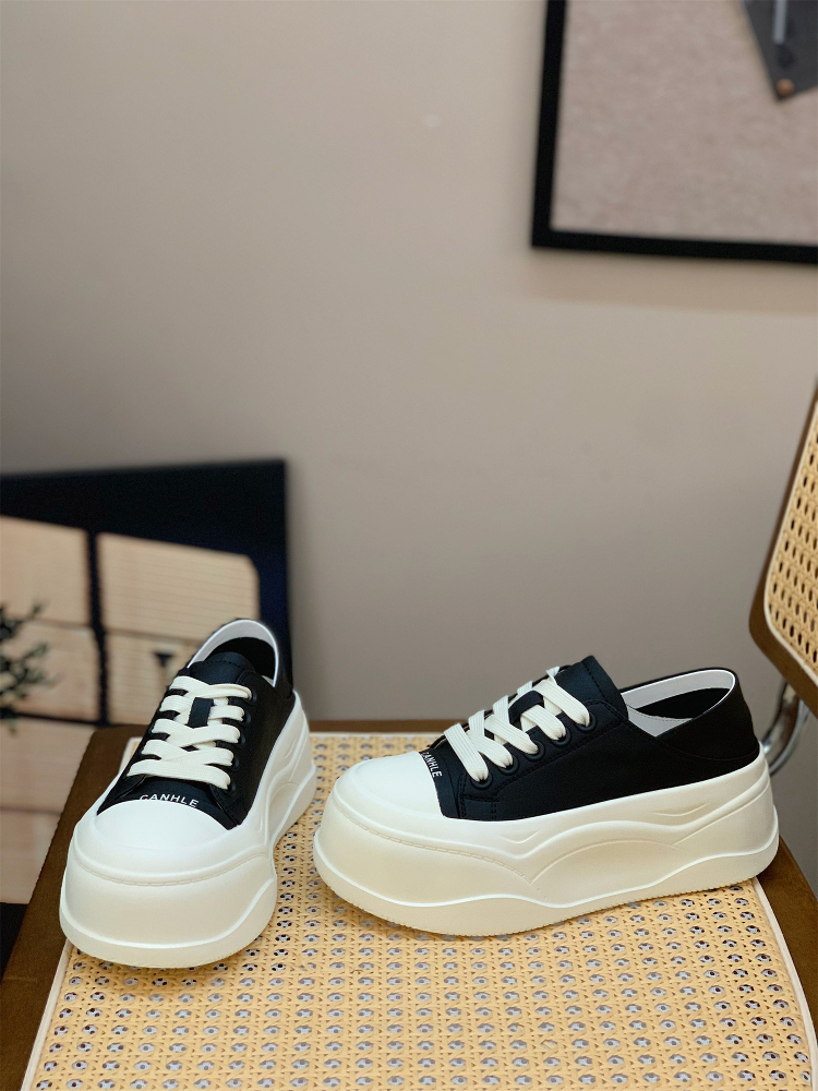 Women's Genuine Leather Thick-Soled Two-Way Wear White Platform Shoes, 6cm Height-Increasing, Spring Summer 2025 Style Women's Genuine Leather Thick-Soled Two-Way Wear White Platform Shoes, 6cm Height-Increasing, Spring Summer 2025 Style