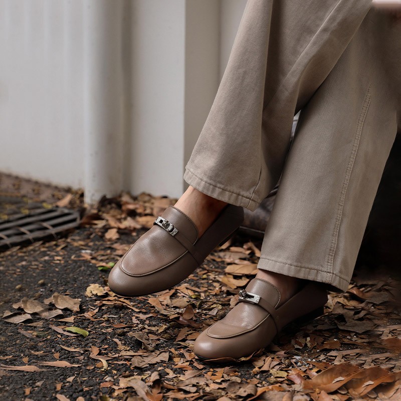 Women's Genuine Leather Two-Way Mule Loafers - Slip-On Oxford Flats for Spring 2025 - Stylish Modern Footwear