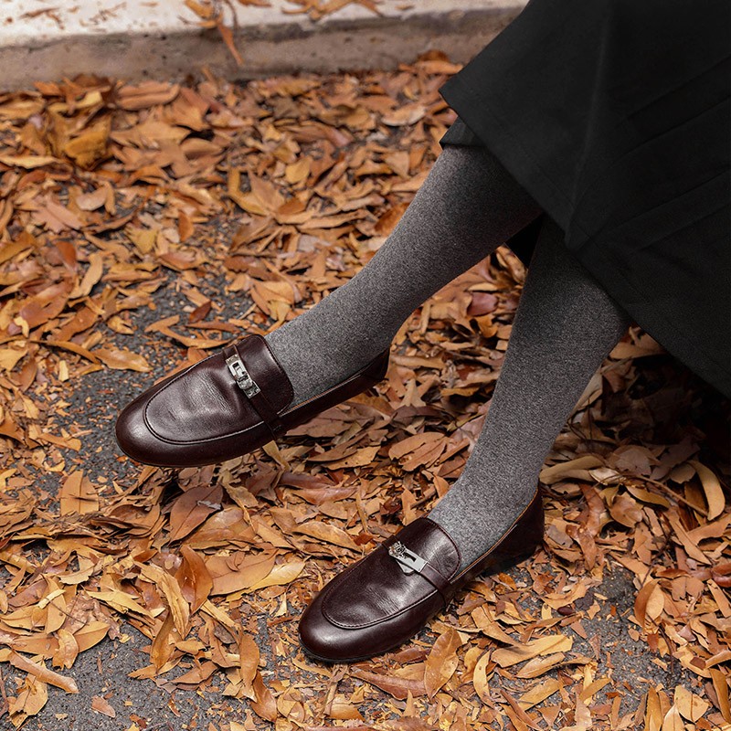 Women's Genuine Leather Two-Way Mule Loafers - Slip-On Oxford Flats for Spring 2025 - Stylish Modern Footwear