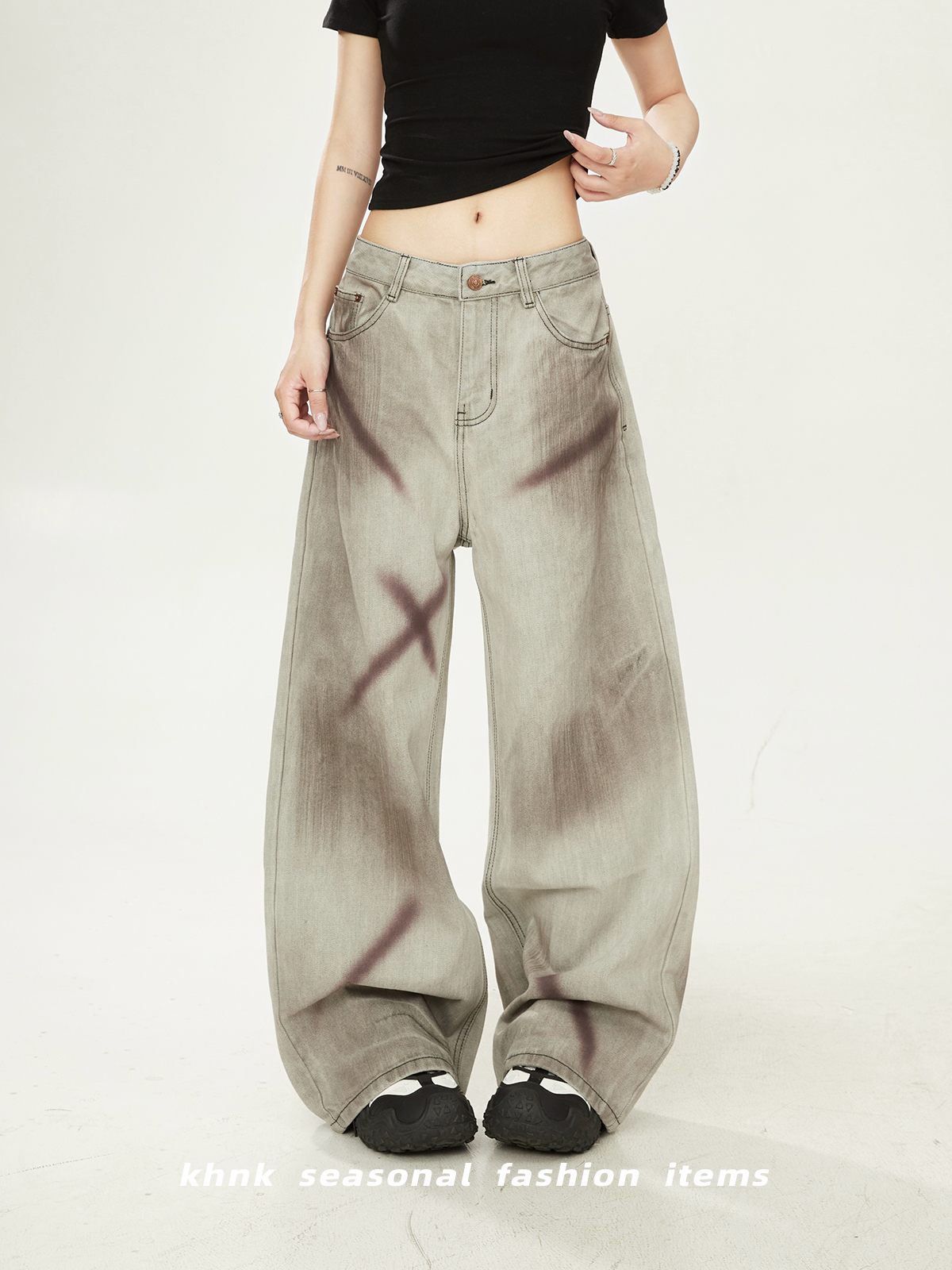 Women's Gradient Tie-Dye Wide-Leg Jeans - Heavy-Duty Straight-Leg Pants for 2025 Trend, Small Crowd Style