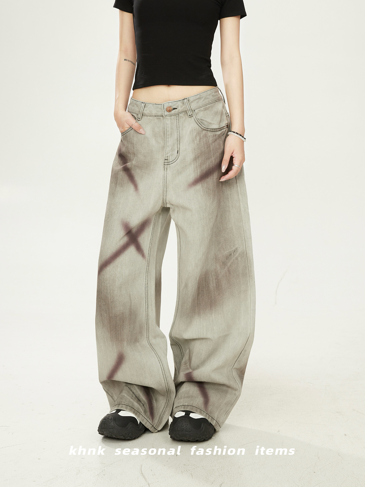 Women's Gradient Tie-Dye Wide-Leg Jeans - Heavy-Duty Straight-Leg Pants for 2025 Trend, Small Crowd Style