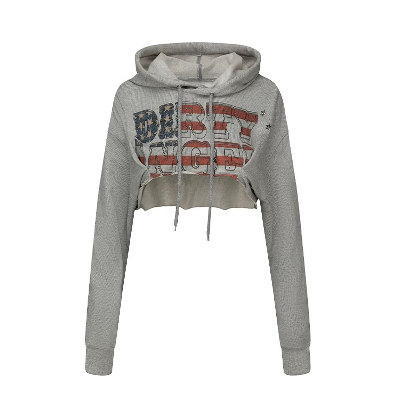 Women's Gray Hooded Jazz Dance Set - Letter Print Sweatshirt with Plaid Belt & Loose Straight Leg Sports Pants, Casual Street Style