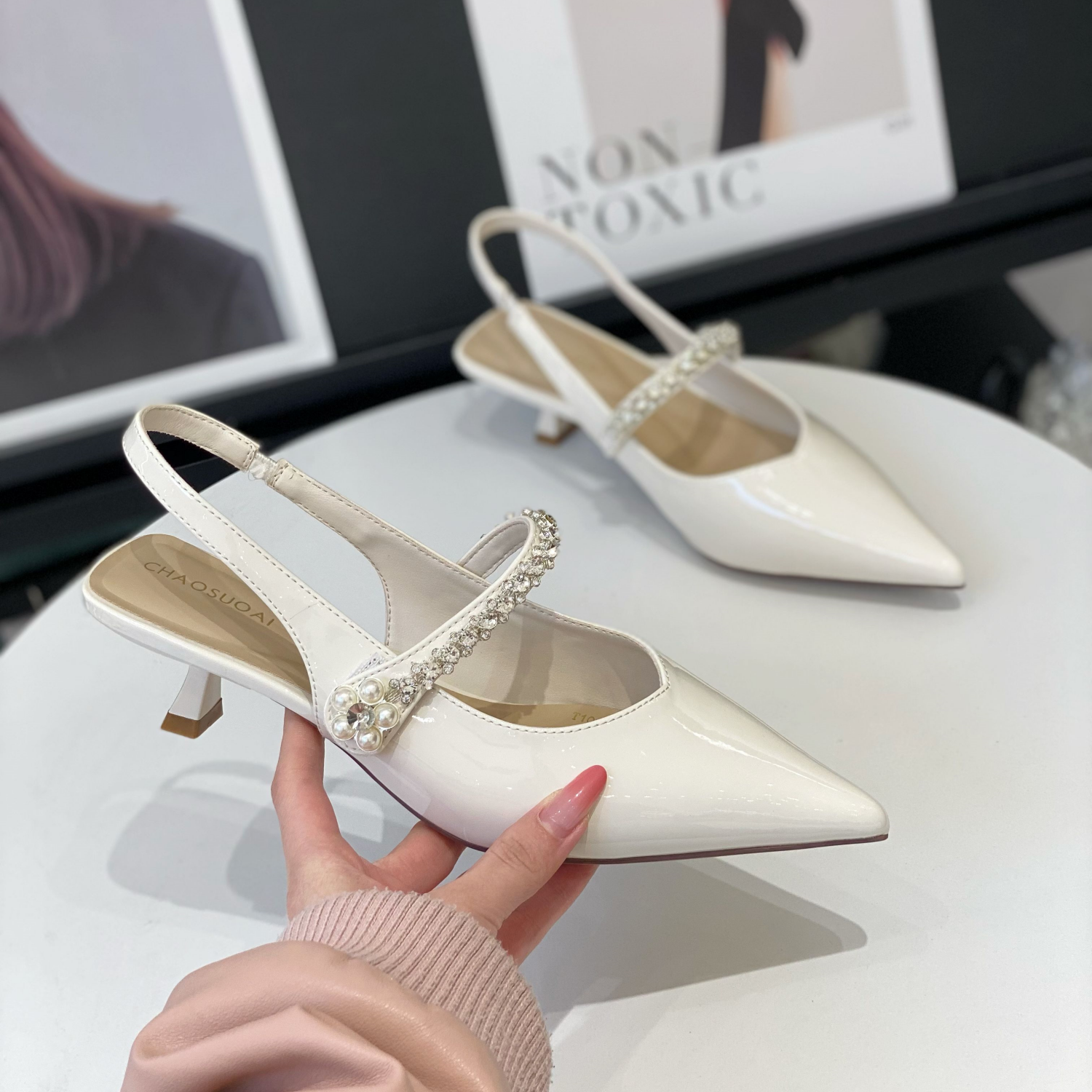 Women's High Heel Back Strap Sandals - French Style Pointed Toe Design for Summer 2025, Perfect with Skirts