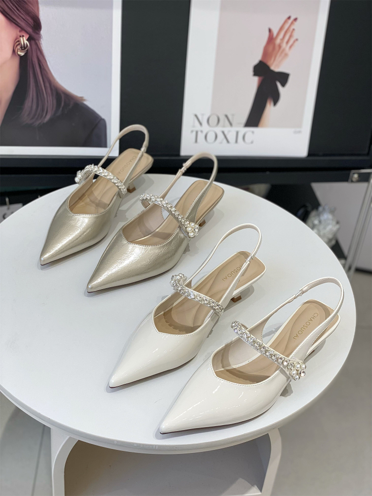 Women's High Heel Back Strap Sandals - French Style Pointed Toe Design for Summer 2025, Perfect with Skirts