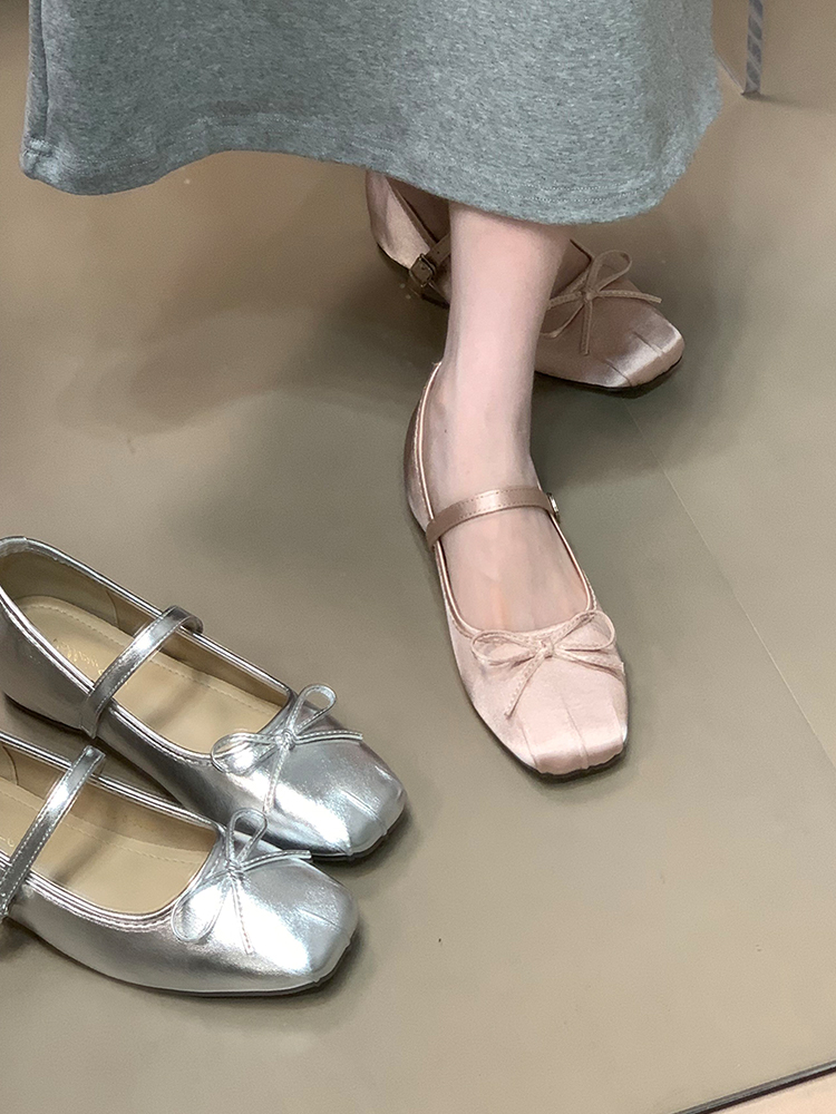 Women's High-Heeled Bow Shoes, 2025 Style, Square Toe, Shallow Mouth, One-Strap Loafers for Skirts - Trendy Fashion Footwear Women's High-Heeled Bow Shoes, 2025 Style, Square Toe, Shallow Mouth, One-Strap Loafers for Skirts - Trendy Fashion Footwear