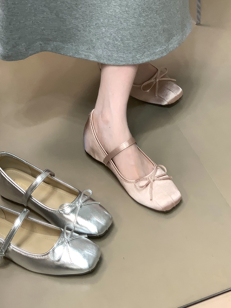 Women's High-Heeled Bow Shoes, 2025 Style, Square Toe, Shallow Mouth, One-Strap Loafers for Skirts - Trendy Fashion Footwear Women's High-Heeled Bow Shoes, 2025 Style, Square Toe, Shallow Mouth, One-Strap Loafers for Skirts - Trendy Fashion Footwear