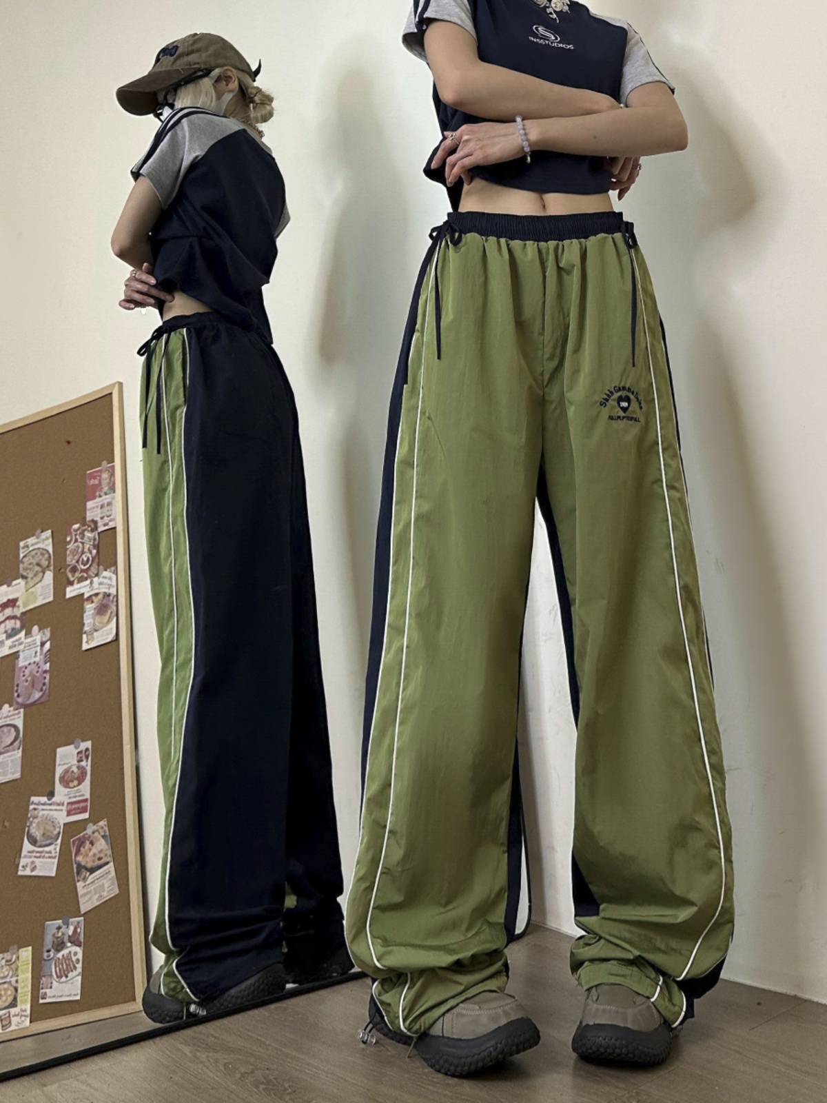 Women's High Street Retro Color-Block Cargo Pants - Hip-Hop Jazz Dance Style, Quick-Dry, Loose Fit for Outdoor Wear Women's High Street Retro Color-Block Cargo Pants - Hip-Hop Jazz Dance Style, Quick-Dry, Loose Fit for Outdoor Wear