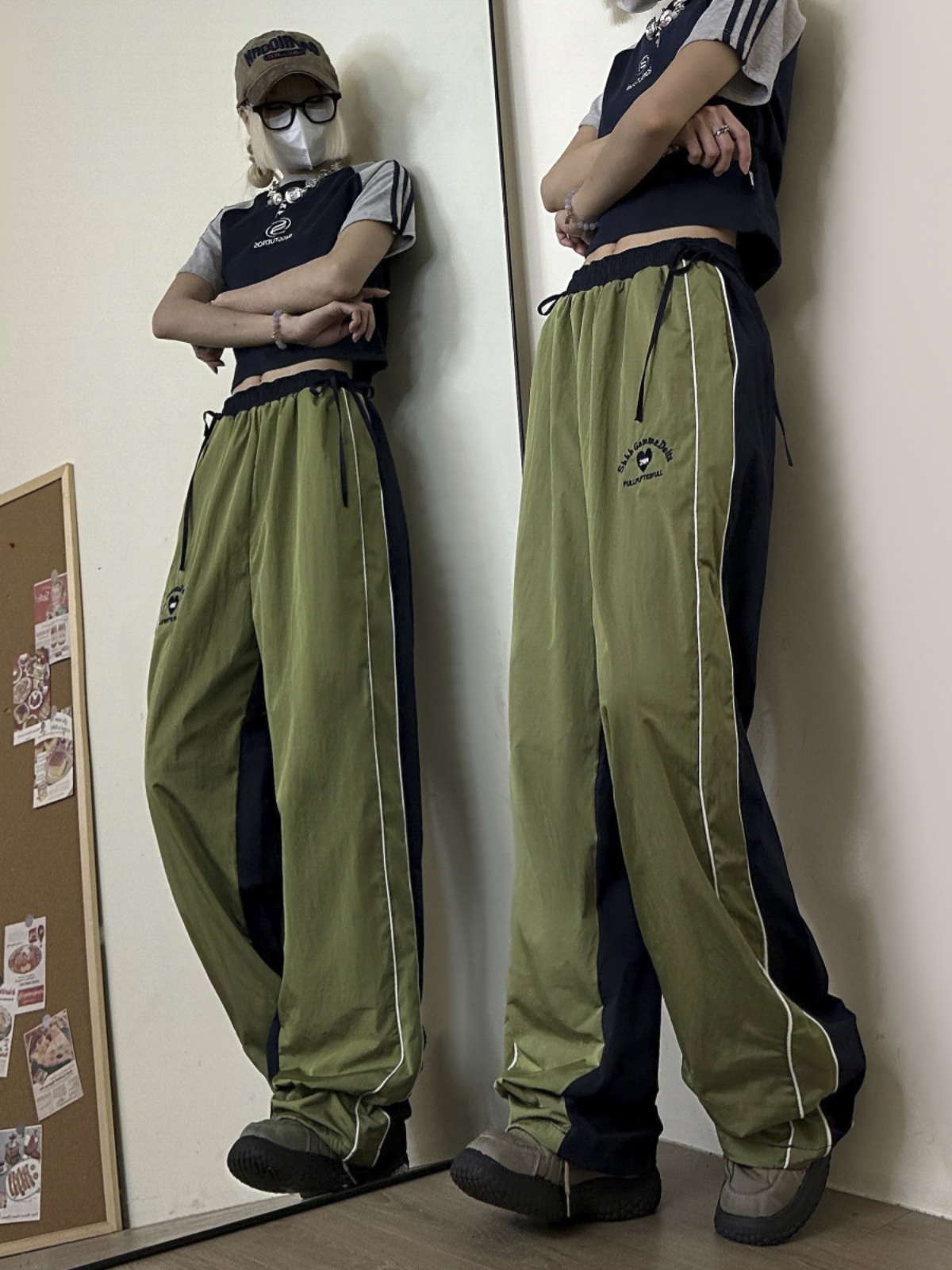 Women's High Street Retro Color-Block Cargo Pants - Hip-Hop Jazz Dance Style, Quick-Dry, Loose Fit for Outdoor Wear Women's High Street Retro Color-Block Cargo Pants - Hip-Hop Jazz Dance Style, Quick-Dry, Loose Fit for Outdoor Wear