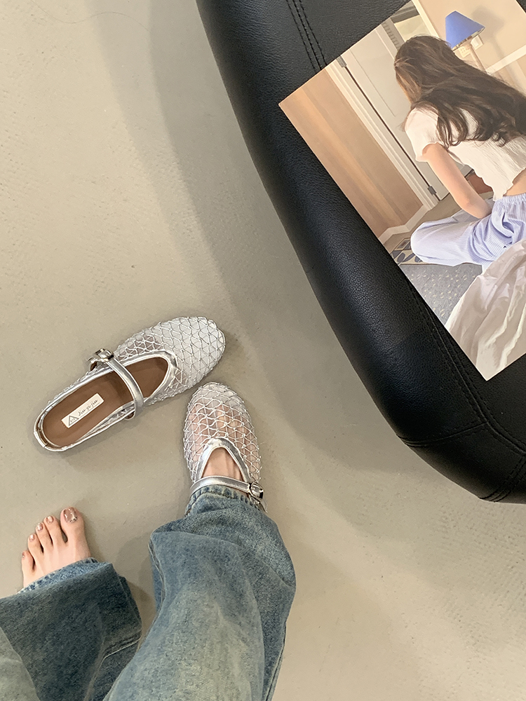 Women's Hollow Mesh Half Slippers - Summer 2025 One-Strap Round Toe Flat Breathable Fishing Net Sandals Women's Hollow Mesh Half Slippers - Summer 2025 One-Strap Round Toe Flat Breathable Fishing Net Sandals