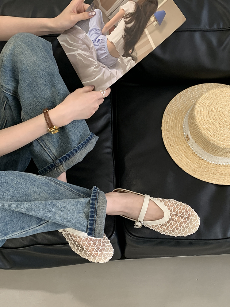 Women's Hollow Mesh Half Slippers - Summer 2025 One-Strap Round Toe Flat Breathable Fishing Net Sandals Women's Hollow Mesh Half Slippers - Summer 2025 One-Strap Round Toe Flat Breathable Fishing Net Sandals