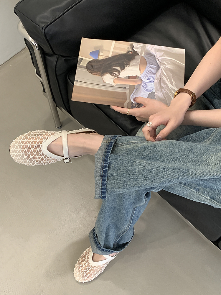 Women's Hollow Mesh Half Slippers - Summer 2025 One-Strap Round Toe Flat Breathable Fishing Net Sandals Women's Hollow Mesh Half Slippers - Summer 2025 One-Strap Round Toe Flat Breathable Fishing Net Sandals