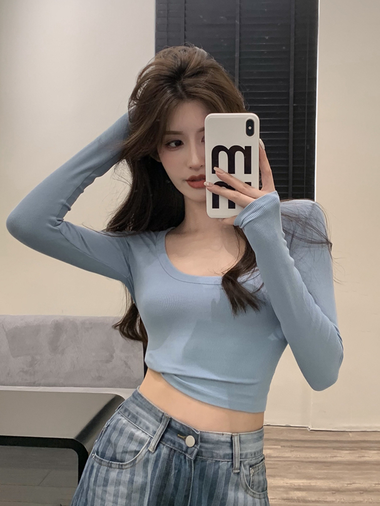 Women's K-Pop Jazz Dance Top - Fitted Short Shirt for Autumn & Winter Performance, Trendy Korean Style Outfit