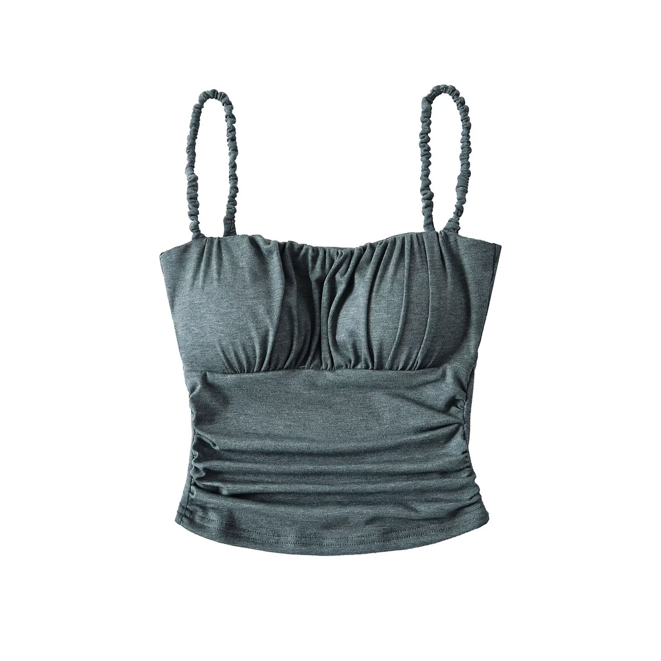 Women's Kpop Jazz Street Dance Padded Cotton Pleated Camisole - Short Slim-Fit Versatile Inner Top for Y2K Style