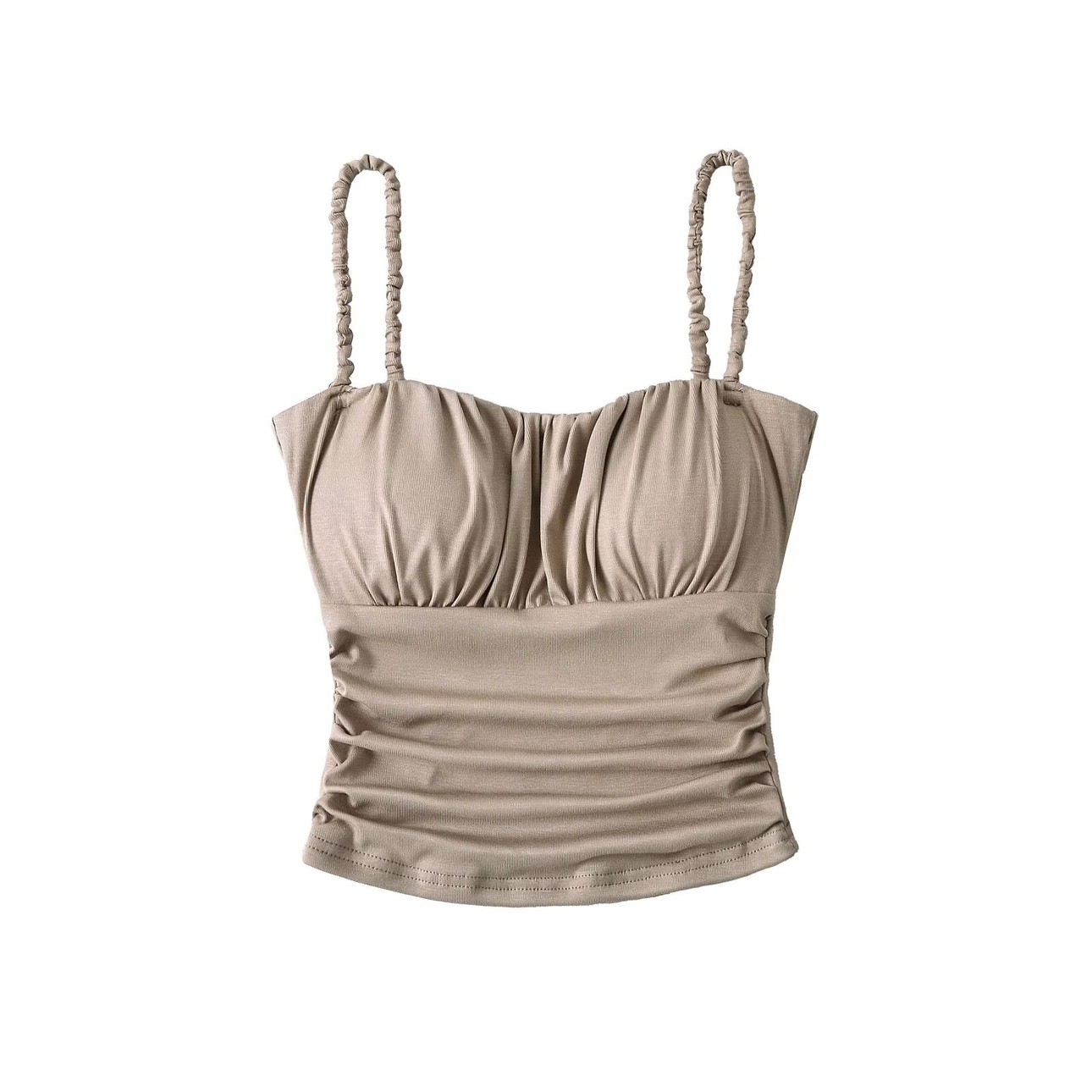 Women's Kpop Jazz Street Dance Padded Cotton Pleated Camisole - Short Slim-Fit Versatile Inner Top for Y2K Style