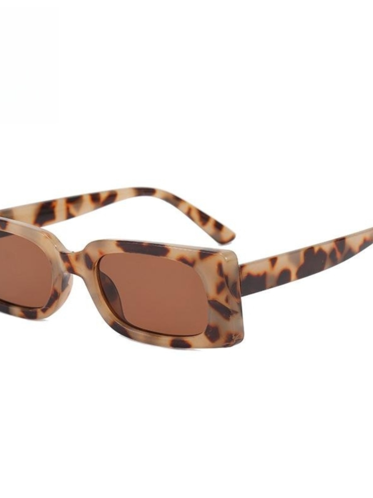 Women's Leopard Print Rectangular Sunglasses for Small Faces - Retro 2025 Style, High-End European American Fashion Women's Leopard Print Rectangular Sunglasses for Small Faces - Retro 2025 Style, High-End European American Fashion