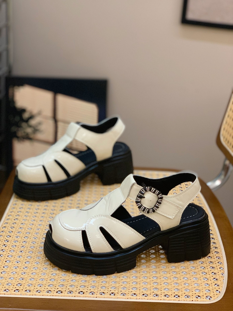 Women's Lightweight Woven Hollow Roman Sandals with Buckle Strap - 2025 Summer Casual Platform Shoes