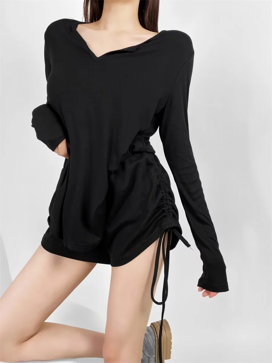 Womenâ€™s Long Sleeve V-Neck T-Shirt - Trendy Loose Fit Summer Sun Protection Top in Jazz Lazy Style