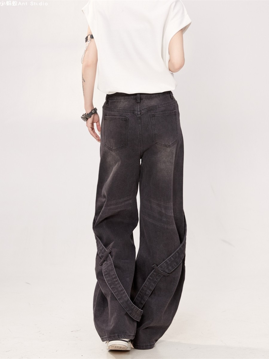 Women's Loose Straight Patchwork Denim Cargo Pants - Versatile High Street Style for Autumn 2025 Women's Loose Straight Patchwork Denim Cargo Pants - Versatile High Street Style for Autumn 2025