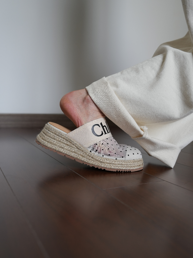 Women’s Mesh Toe Cap Slippers - Flat Thick-Soled, Height-Increasing, Simple Versatile Half-Drag Straw Woven Design Women’s Mesh Toe Cap Slippers - Flat Thick-Soled, Height-Increasing, Simple Versatile Half-Drag Straw Woven Design