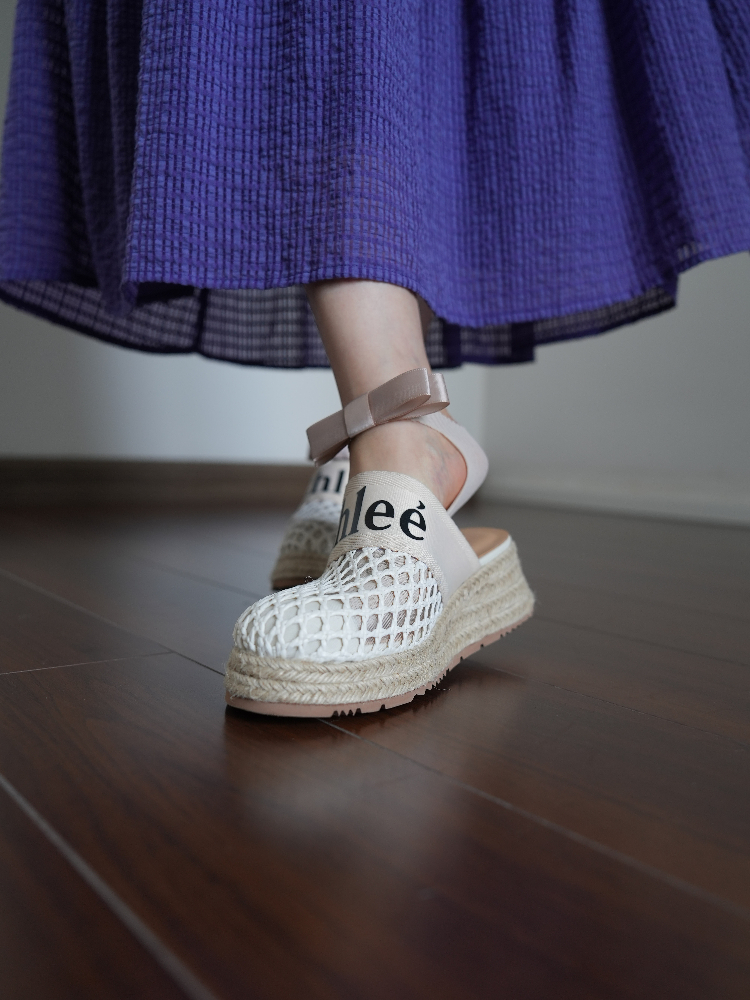 Women’s Mesh Toe Cap Slippers - Flat Thick-Soled, Height-Increasing, Simple Versatile Half-Drag Straw Woven Design Women’s Mesh Toe Cap Slippers - Flat Thick-Soled, Height-Increasing, Simple Versatile Half-Drag Straw Woven Design