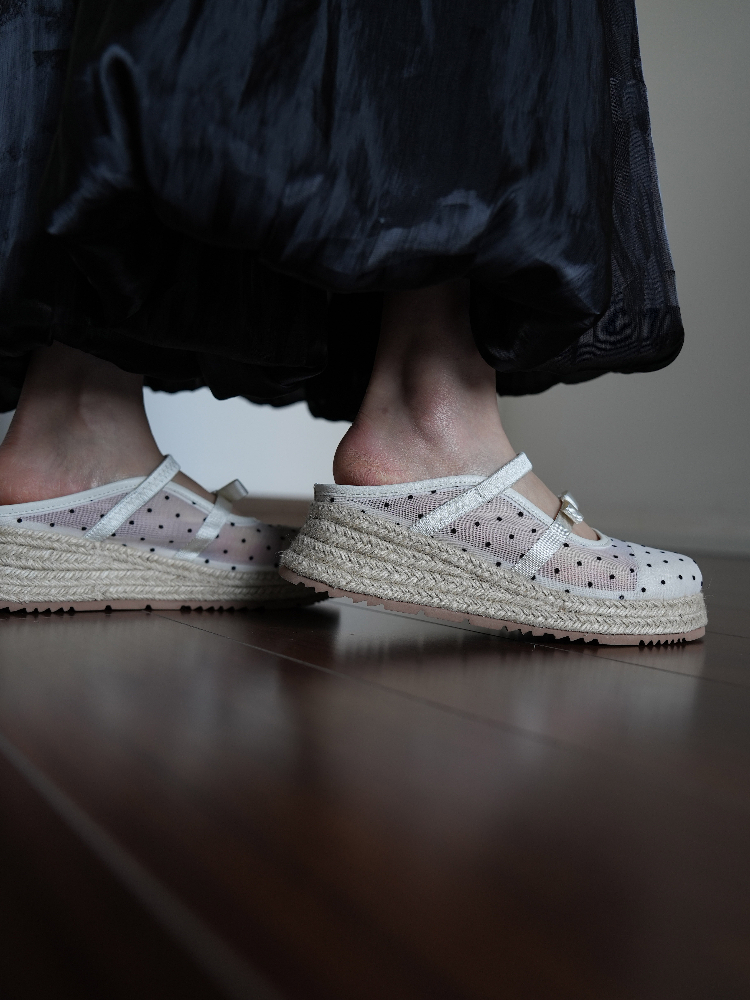 Women's Mesh Toe Cap Slippers, Thick-Soled Wedge Sandals with Bowknot, Summer Outdoor Footwear, Trendy Casual Style