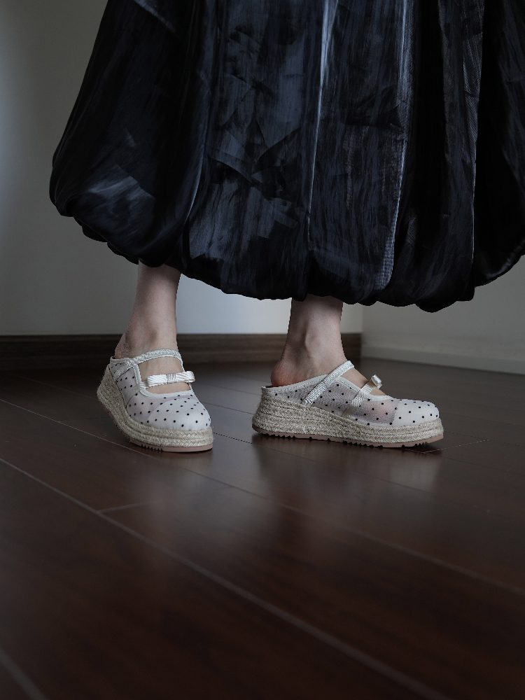 Women's Mesh Toe Cap Slippers, Thick-Soled Wedge Sandals with Bowknot, Summer Outdoor Footwear, Trendy Casual Style Women's Mesh Toe Cap Slippers, Thick-Soled Wedge Sandals with Bowknot, Summer Outdoor Footwear, Trendy Casual Style